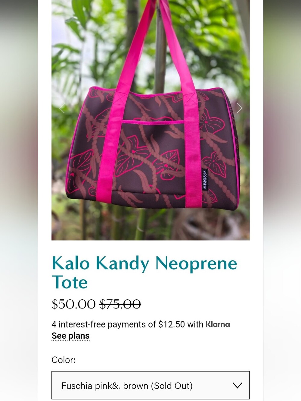 Neoprene Tote in Fuschia Pink & Brown